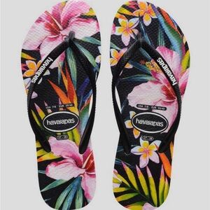 Havaianas Womens Slim Floral Palm Thongs NWT
